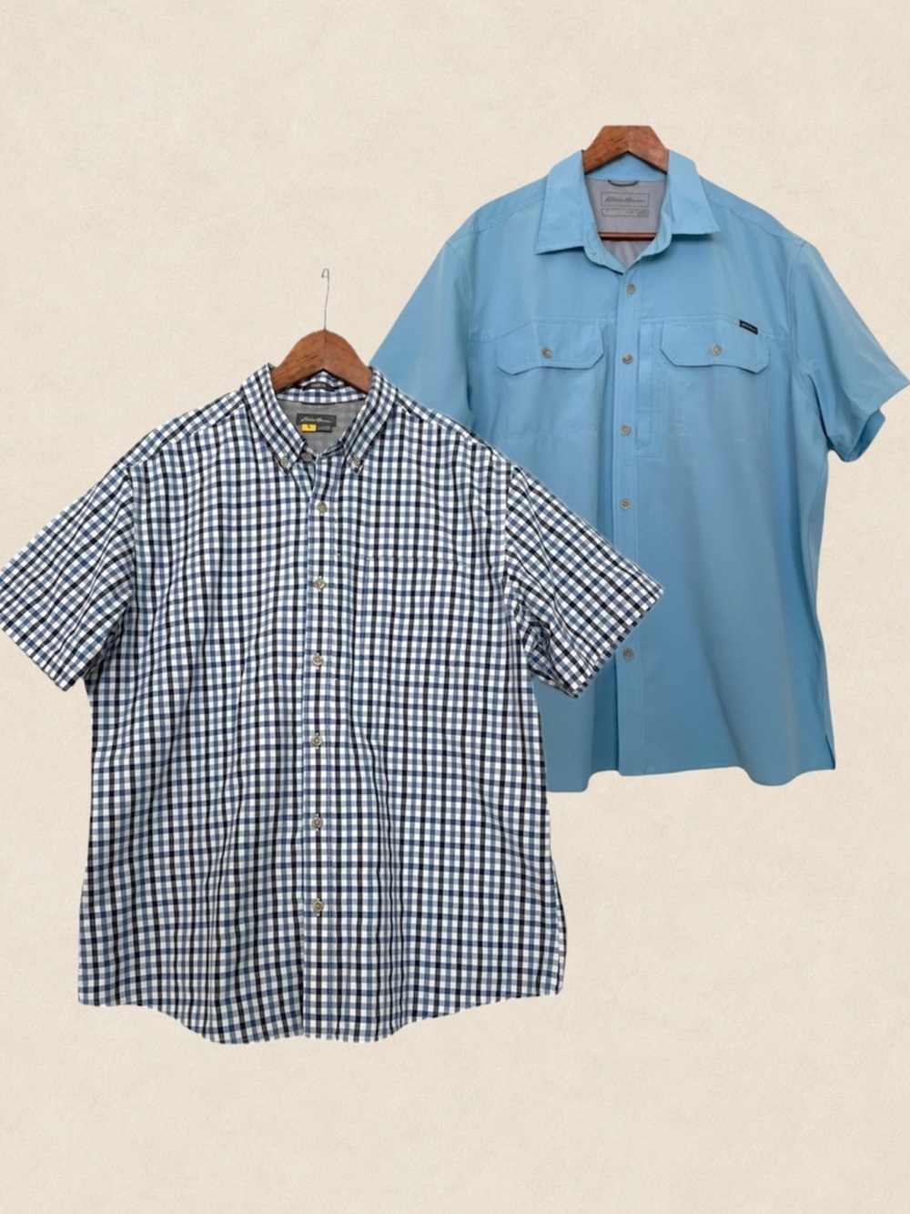Eddie Bauer Set of 2 Shirts Size XL Short Sleeve Blue Business Casual